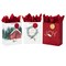 13" Large Christmas Gift Bag Assortment with Tissue Paper (3 Bags: "Merry Christmas" Wreath, Gold Joy, Snowy Red Barn) Red, White, Gold Foil